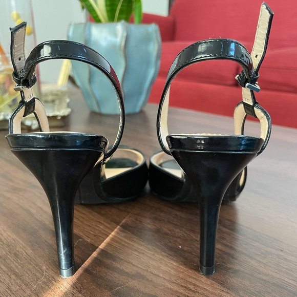 Marc Fisher Black Slingback Patent Peep-toe Heels - Picture 3 of 7